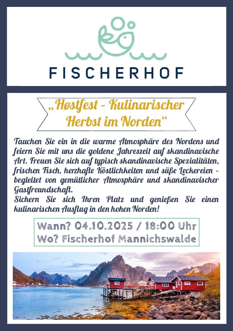 Skandinavischer Herbstabend mit leckeren Speisen von Buffet am 4.10.2025